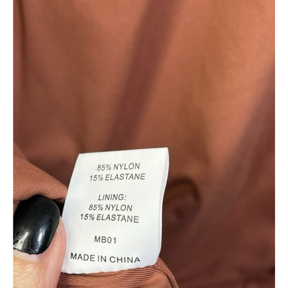 Meshki Thin Strap Bodycon Mini Dress Terracotta Stretch Lined Size Medium - Picture 9 of 9